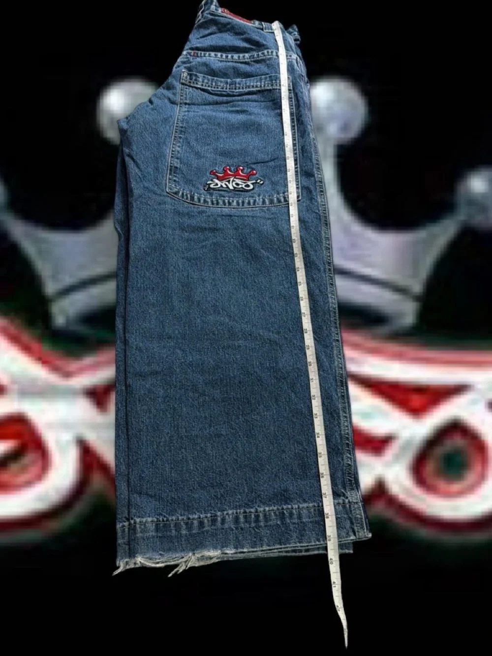 Y2k JNCO Jeans Blue Denim Waistband with Crown Logo 30/30